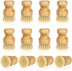 12 Pcs Bamboo Dish Scrub Brushes Kitchen Dishwashing Cleaning Brush Wooden by Dimeho