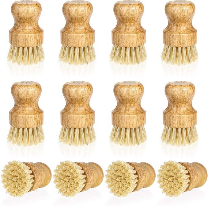 12 Pcs Bamboo Dish Scrub Brushes Kitchen Dishwashing Cleaning Brush Wooden by Dimeho