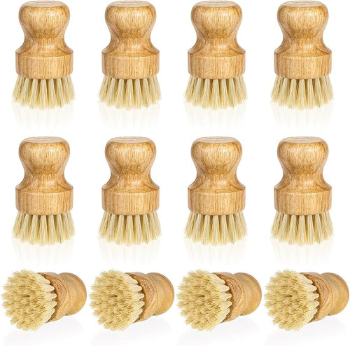 12 Pcs Bamboo Dish Scrub Brushes Kitchen Dishwashing Cleaning Brush Wooden by Dimeho