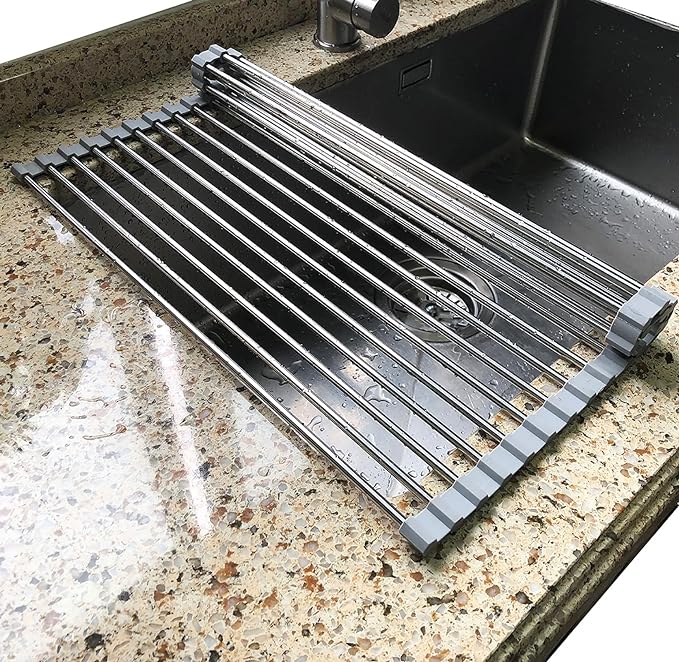 Tomorotec Roll Up Dish Drying Rack Over The Sink Grey Large Dish Drying Rack by Tomorotec