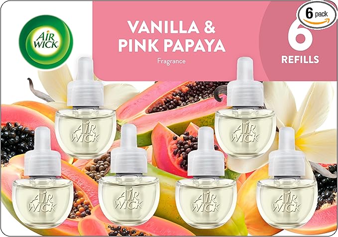 Air Wick Plug In Scented Oil Refill, Vanilla & Pink Papaya, 6 ct by AirWick