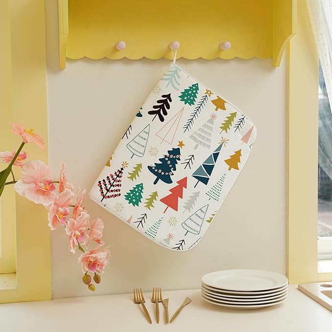 Christmas Dish Drying Mats 18x24 Inch Colorful Geometric Christmas Tree Drying - Image 4