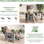 IDEALHOUSE Wicker Outdoor Recliner Reclining Patio Chairs with Adjustable Back & Footrest 150° Lay-Flat Reclining with Air Pump Rattan Flip-Up Side Table Outdoor Lounge Chairs for Pool Deck Balcony - Image 6
