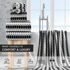 8 Piece Bathroom Towel Set Black White|2 Oversized Large Bath Towels Sheet - Image 2