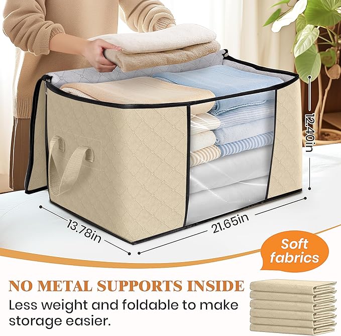 Fab totes 10 Pack Clothes Storage, Foldable Thick Fabric Blanket Storage Bags - Image 2
