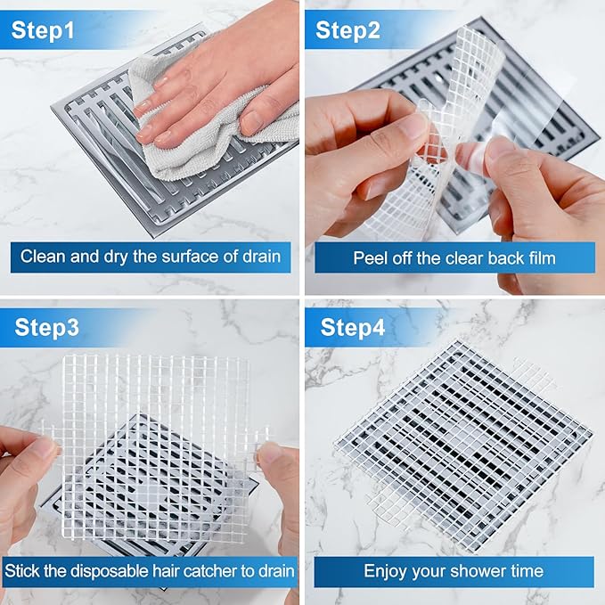 INVIHUG, 25 Pack, Disposable Shower Drain Hair Catcher Mesh Stickers, - Image 6