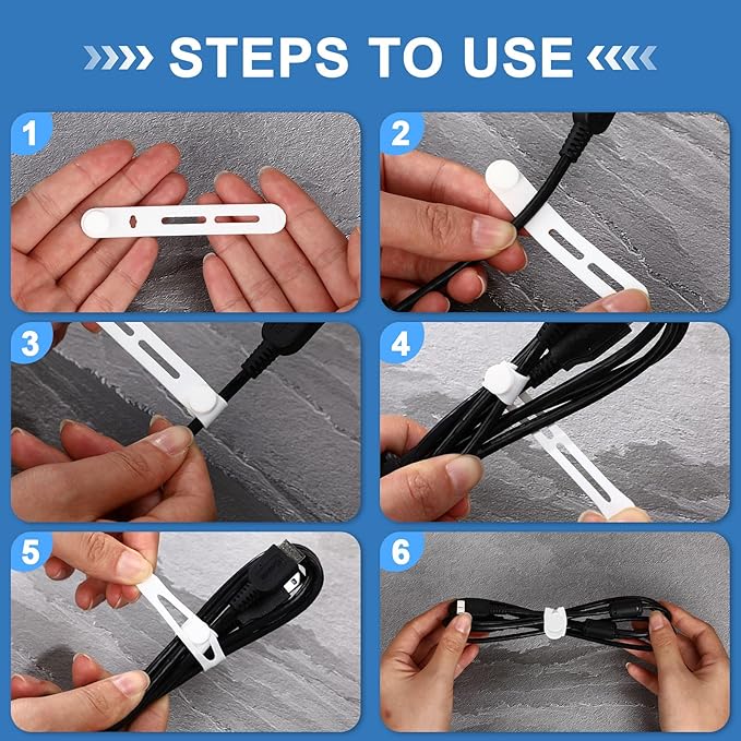 42 Pcs Silicone Cable Ties Reusable Cord Organizer Adjustable Data Cable Wraps - Image 4