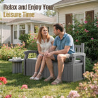 80-Gallon Outdoor Storage Bench, Waterproof Deck Box with Lockable Lid & Armrests for Patio, Garden, Pool, Gray - Image 2