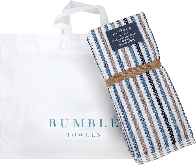 Premium Kitchen Towels | Large Cotton Kitchen Hand Towels | Popcorn Striped - Image 6