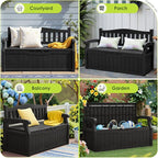 Greesum 80 Gallon Outdoor Storage Bench, Resin Patio Furniture with Armrest,Waterproof and UV-Resistant, Perfect to Garden, Poolside and Lawn, Black - Image 7