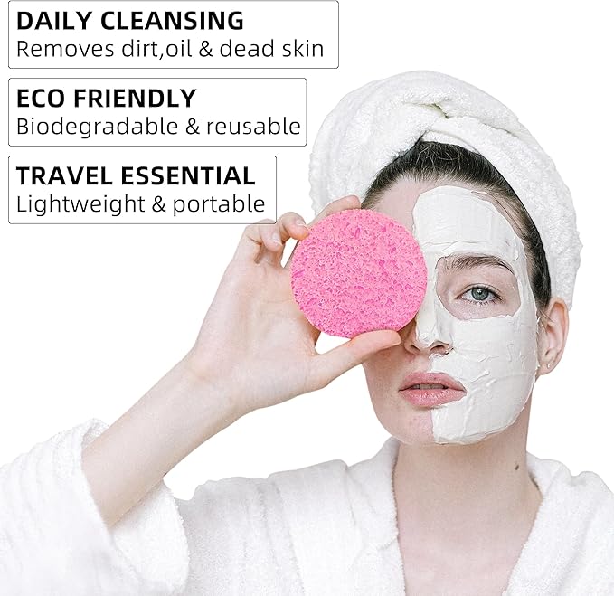 120-Count Compressed Facial Sponges|Kickleen 100% Natural Cellulose Cosmetic - Image 4