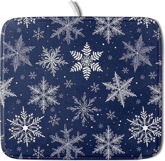 Winter blue Snowflake Dish Drying Mat by Unknown