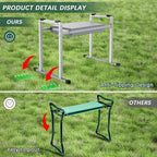 FLINTER Garden Kneelers Seat, Stable and Save Tip-Resistant Design 10.2" Wider Garden Kneeler and Seat with Handle, Heavy Duty Gardening Stool for Seniors, Gardening Weeding Bench for Parents - Gray - Image 2