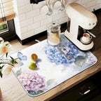 Blue Pink Hydrangea Spring Floral Dish Drying Mat - Image 8