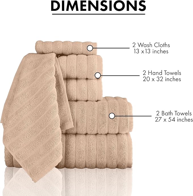 Classic Turkish Towels CTT Luxury 6 Piece Towel Set, 100% Turkish Cotton - Image 5