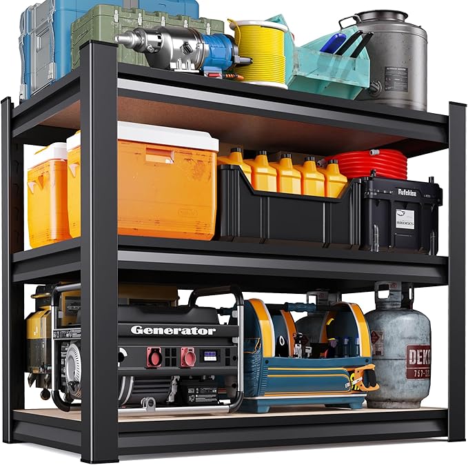 AOAORRG Garage Shelving Heavy Duty Storage Shelves, Metal Adjustable Shelving Unit, Utility Garage Organizer Shelf for Basement, Pantry, Kitchen, Warehouse, 33.5" Wx15.7 Dx35.4 H, Black by Unknown