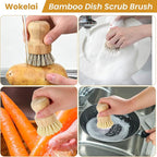 Bamboo Dish Scrub Brushes Set for Kitchen - Image 5