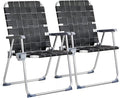 VINGLI Aluminum Oversize Patio Lawn Chairs Folding Set of 2 with Detachable Cup Holder, Webbed Beach Chair Folding Chair Outdoor Portable Camping Chair for Yard, Garden by VINGLI