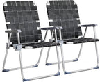 VINGLI Aluminum Oversize Patio Lawn Chairs Folding Set of 2 with Detachable Cup Holder, Webbed Beach Chair Folding Chair Outdoor Portable Camping Chair for Yard, Garden by VINGLI