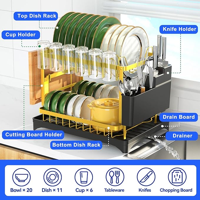 Dish Drying Rack Gold - Image 5