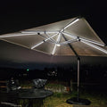 PURPLE LEAF 10 Feet Patio Umbrella with Base Outdoor Cantilever Solar Powered LED Swivel Square Umbrella Aluminum Offset Umbrella with 360-degree Rotation for Garden Deck Pool Patio, Beige by PURPLELEAF