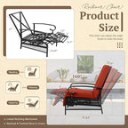 Oakcloud Adjustable Outdoor Lounge Chair Metal Patio Relaxing Recliner Chair with Removable Cushions(Red) - Image 3