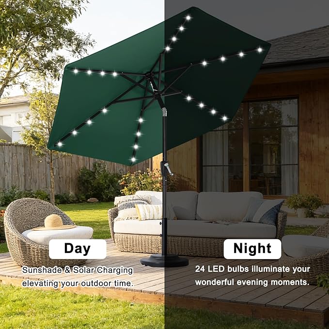 ABCCANOPY Durable Solar Led Patio Umbrellas with 24LED Lights 7.5FT (Green) - Image 4