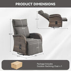Zero Gravity Patio Swivel Rocking Recliner Chair - Wicker Outdoor Lounge Chair with Adjustable Backrest & Footrest, All Weather Reclining Rocker Chairs with Thick Cushion for Pool Deck Gray - Image 2