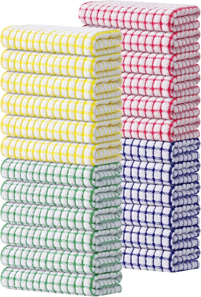 Kitinjoy Cotton 24 Pack Terry Kitchen Towels, 16 x 25 Inches Super Soft and by Kitinjoy