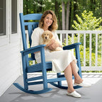 SERWALL Oversized Outdoor Rocking Chair, All-Weather Patio Rocking Chair, HDPE Porch Rocker for Adults, Blue - Image 2