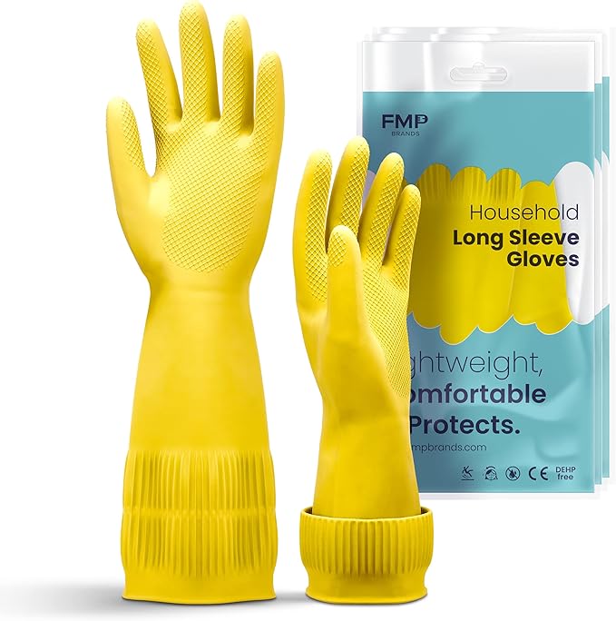 FMP Brands 3/6/12/60 Pairs 15 Inch Extra Long Rubber Dishwashing Gloves by FMPBrands