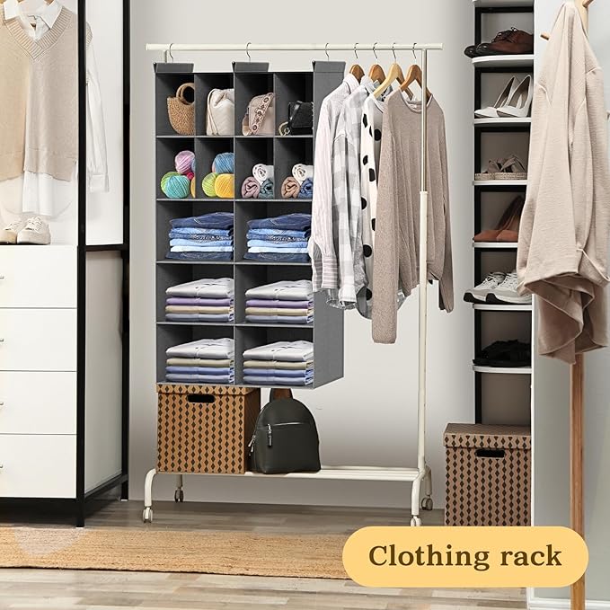 Ofiray-home 5 Tier Hanging Closet Organizer, 14 Compartments Sweater Organizer - Image 2