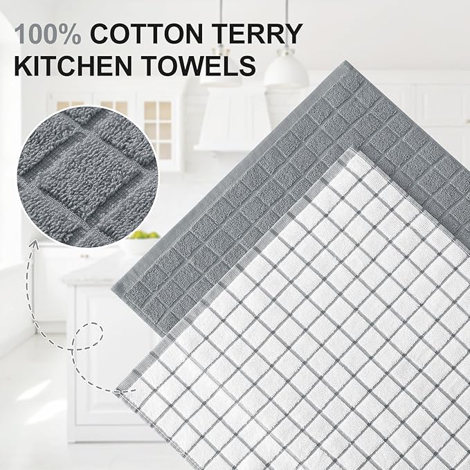 Homaxy Premium Cotton Kitchen Towels 16"x 28", Large Natural Ring Spun 390 GSM - Image 2