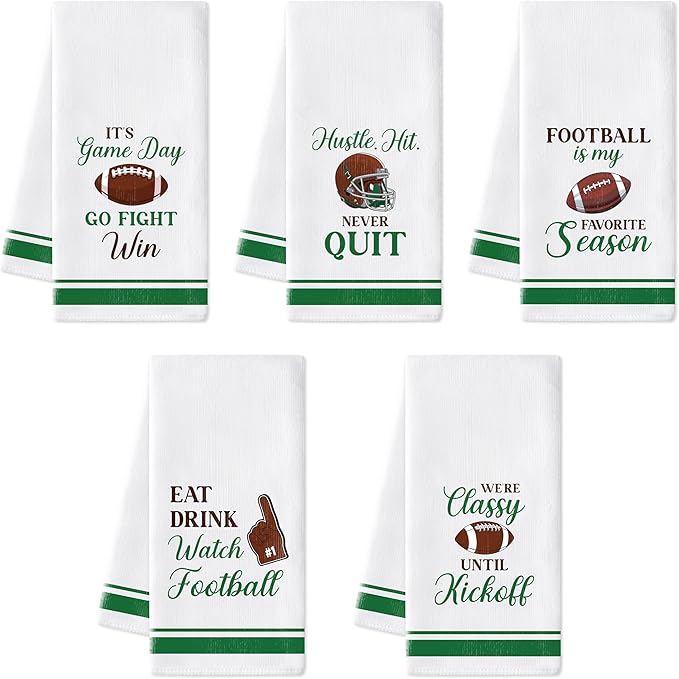 R HORSE Funny Football Kitchen Dish Towels by RHORSE
