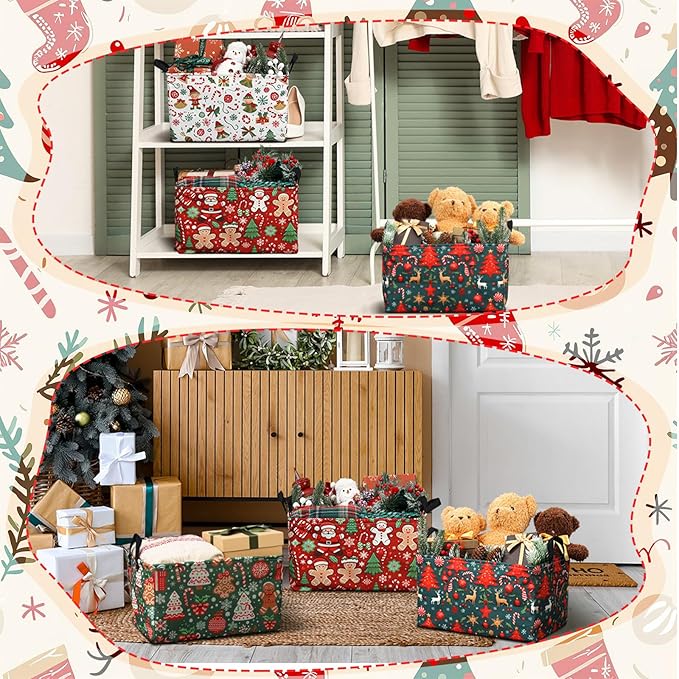 4 Pack Christmas Storage Bin Collapsible Large Christmas Storage Baskets - Image 5