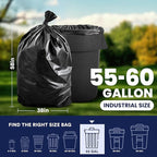 Plasticplace 55-60 Gallon Trash Bags, Heavy Duty, Puncture-Resistant Star Seal - Image 3