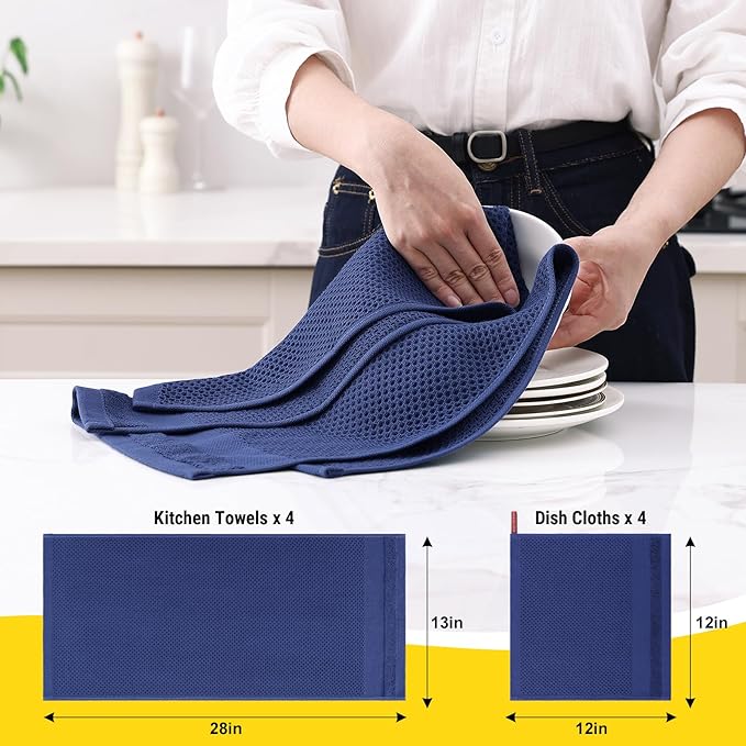 Homaxy Kitchen Towels and Dishcloths Set, 12 x 12 and 13 x 28 Inches, Super - Image 2