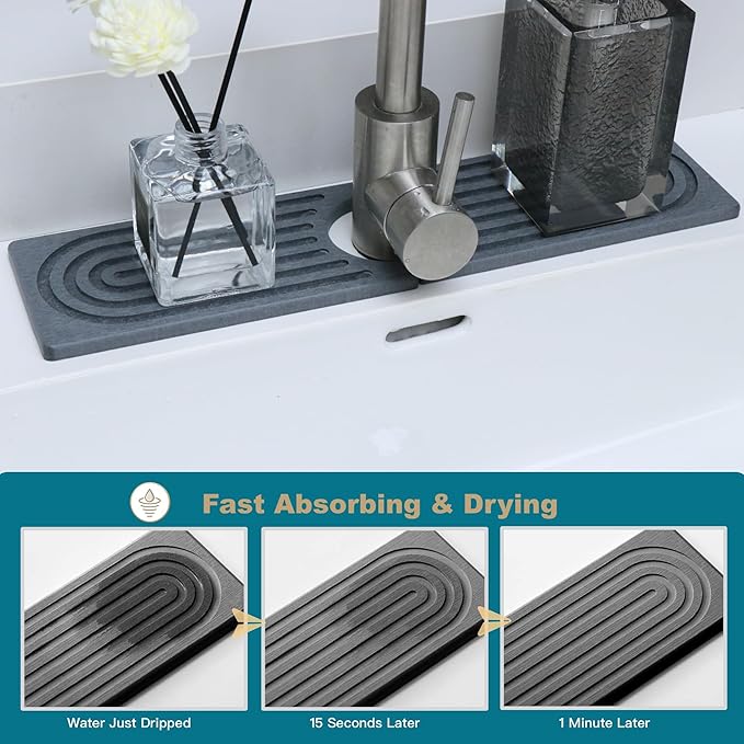 Faucet Mat for Kitchen Sink, Stone Drying Mat for Kitchen Counter, Stone Mat - Image 6