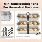 50 PACK Mini Cake Pans with Lids and Spoons, Rectangular Aluminum Foil Bread Pan - Image 5