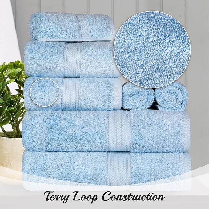 SUPERIOR Egyptian Cotton Pile 8 Piece Towel Set, Includes 2 Bath, 2 Hand - Image 10