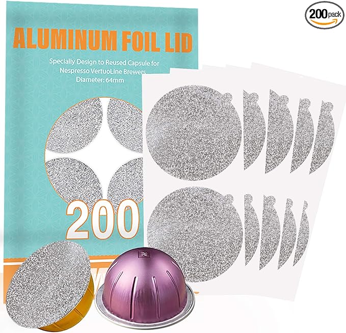 CAPMESSO Aluminum Foils Lids to Reuse Vertuoline Capsules Coffee Pods Compatible by CAPMESSO