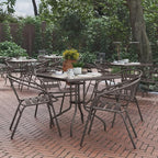 Flash Furniture Lila Metal Restaurant Stack Chairs with Metal Slats, Set of 4, Bronze - Image 2