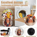Watercolor Horse Laundry Basket, Foldable Waterproof Animals Floral Laundry - Image 4