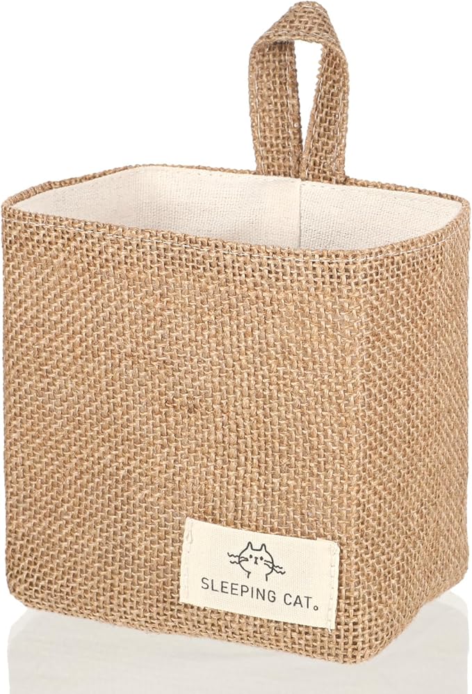 Small Cotton and Linen Hanging Storage Basket Wall Hanging Storage Bags by Unknown