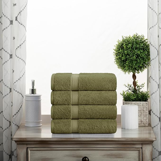 Superior Solid Egyptian Cotton Hand Towel Set, Forest Green - Image 2