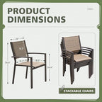 Flamaker Patio Chairs Textilene Outdoor Chairs Set of 6 Stackable Dining Chair for Backyard, Deck, Poolside (Beige) - Image 3