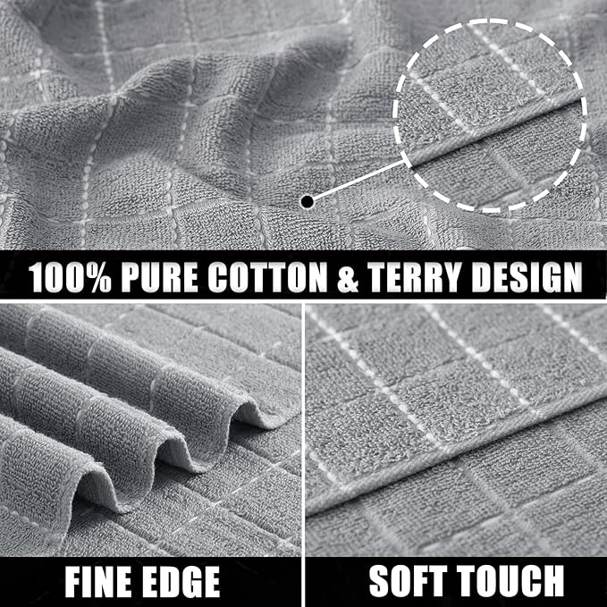 Mordimy 100% Cotton Terrycloth Kitchen Towels and Dishcloths Sets, Soft and - Image 2