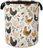 Rooster Hen Chick Laundry Basket, Foldable Waterproof Oxford Cloth Tote Bag by Unknown