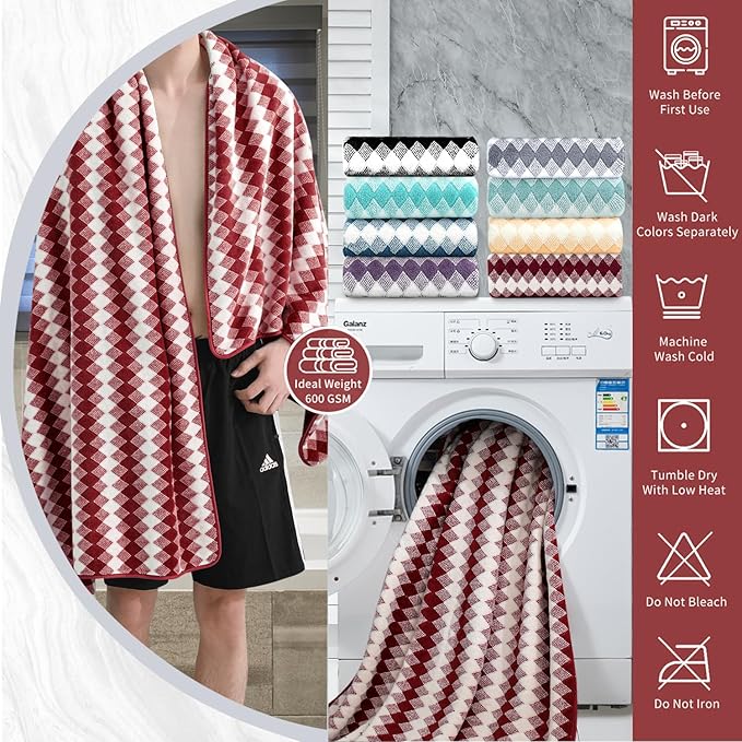 4 Piece Bath Towel Set Oversized Bath Sheet 35"x70" Bathroom Towel Extra Large - Image 3