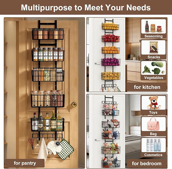 Adjustable Over The Door Organizer, Metal Hanging Door Organizer - Image 7